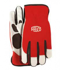 Workwear gloves, red & white, made in cow leather. Size L
